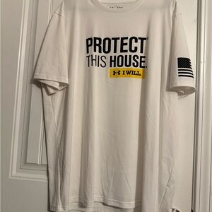 Under Armour White 'Protect This House' T-Shirt XL Heat Guard